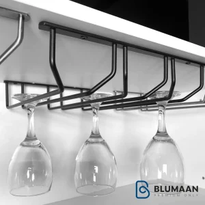 رک دو ریلی جای گیلاس زیر کابینت هوایی G098 - فانتونی با رنگ مشکی شیک و طراحی مدرن، مناسب برای هر آشپزخانه.