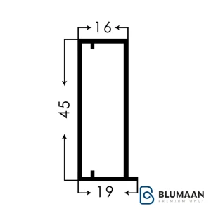پروفیل درب کمد و کابینت ژرمن استایل I220 فانتونی با رنگ مشکی مات برای دکوراسیون مدرن.