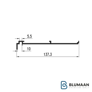 نمایشی از استند آلومینیومی شلف ترکیبی دکوراتیو فانتونی با رنگ مشکی مات و طراحی مدرن.