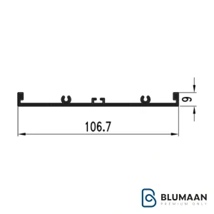 پروفیل آلومینیومی عمودی میانه شلف ترکیبی دکوراتیو I264 - فانتونی با رنگ مشکی مات، مناسب برای دکوراسیون مدرن.