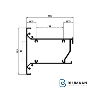 شلف آلومینیومی دکوراتیو مدل T فرم با قابلیت نورپردازی I270 - فانتونی، با طراحی مدرن و رنگ مشکی مات