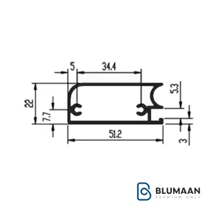 پروفیل درب کمد و کابینت مدل بریتیش استایل I310 فانتونی با رنگ مشکی مات، انتخابی ایدهآل برای دکوراسیون داخلی مدرن.