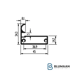تصویر باکیفیت از پروفیل درب کمد و کابینت مدل آمریکن استایل I320 فانتونی با رنگ مشکی مات.