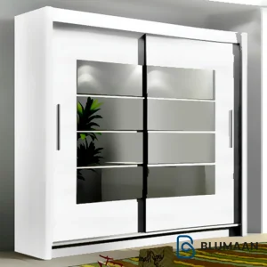 عکس باکیفیت از مکانیزم ریلی تاپ لاین توکار دو درب چوبی فانتونی با طراحی مدرن و توکار.