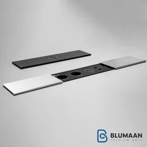 عکس پریز برق یک طرفه اسلاید بازشو مدل اسلیم پلاس فانتونی با طراحی مدرن و دو پورت USB.