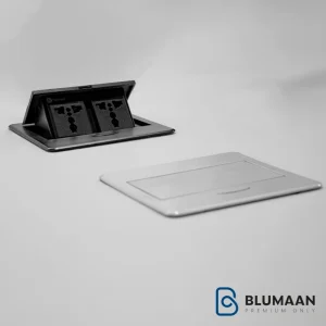 پریز برق پاپ آپ با دکمه تاچ مکانیکی فانتونی با طراحی زیبا و کارآمد برای استفاده در آشپزخانه، میز کار و فضاهای مختلف.