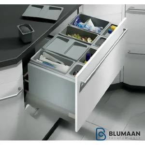 سطل چند منظوره توکار هایلو فانتونی XXL Q190 با طراحی مدرن و 4 مخزن برای تفکیک زباله.