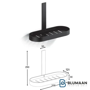 شلف حمام مشبک یک طبقه چسبی فانتونی مدل S005 مشکی مات، محصولی باکیفیت و زیبا برای نظم دادن به حمام شما.