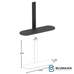 شلف حمام فلت یک طبقه چسبی S006 فانتونی، با طراحی مدرن و رنگ مشکی مات.