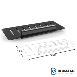 شلف حمام مستطیل مشبک یک طبقه پیچی فانتونی S007 با رنگ مشکی مات، یک انتخاب شیک و کاربردی برای حمام شما.