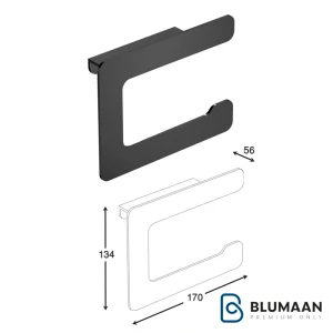 هولدر دستمال توالت پیچی فانتونی مشکی مات با طراحی مدرن و شیک مناسب برای سرویس بهداشتی.