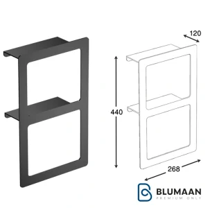 شلف حمام دوطبقه فلت پیچی S015 فانتونی با رنگ مشکی مات، مناسب برای حمام های مدرن و شیک.