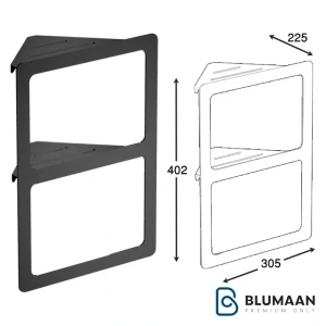 شلف حمام دوطبقه کنج پیچی فانتونی با طراحی مدرن و رنگ مشکی مات برای حمام شما.