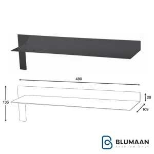 شلف حمام یک طبقه چسبی فانتونی S045 مشکی مات برای نظم دهی به حمام.