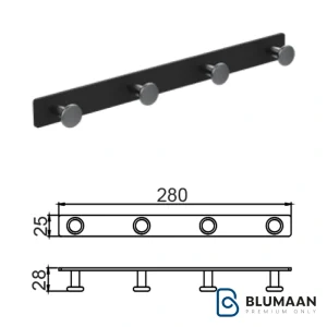 هولدر آویز لباس و حوله چهار قلاب پیچی فانتونی، با طراحی زیبا و مقاوم، برای نظم بخشیدن به حمام، سرویس بهداشتی و اتاق خواب.