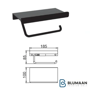 هولدر دستمال کاغذی پیچی فانتونی S083 مشکی مات، مناسب برای منزل و محل کار.