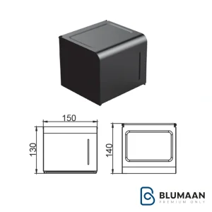 عکس جای دستمال کاغذی پیچی دیواری فانتونی مشکی مات، مناسب برای خانه و محل کار.