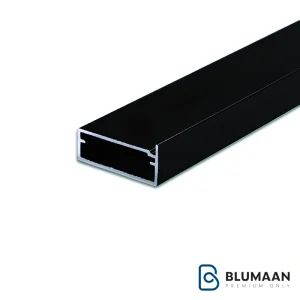 پروفیل شیشه بدون لبه فریم لس 7130 ملونی با رنگ مشکی مات، مناسب برای طراحی مدرن داخلی و خارجی.