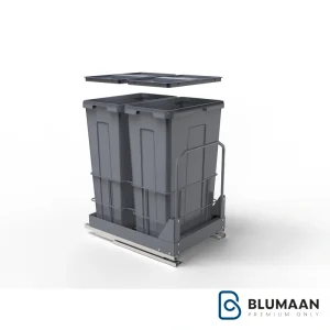 10 سطل 2 مخزنه ریل از کف آرام‌بند ملونی با طراحی مدرن و ریل آرام‌بند برای استفاده آسان و بی‌صدا در آشپزخانه.