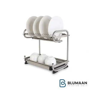 آبچکان رومیزی دو طبقه استیل 9114 ملونی، یک راه‌حل ایده‌آل برای خشک کردن ظروف در آشپزخانه.