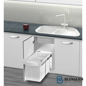 عکس باکیفیت از سطل 2 مخزنه زیرسینکی آرامبند 9128 ملونی، محصولی از بلومان برای آشپزخانههای مدرن و بهداشتی.