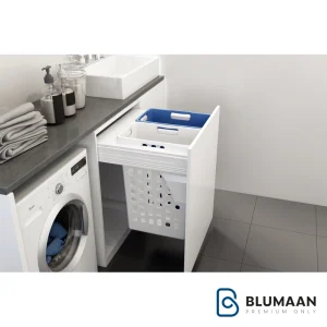 سبد لباس چرک 2 مخزنه ریلی آرام‌بند ملونی، با طراحی زیبا و کاربردی، مناسب برای منزل و فضاهای اداری.