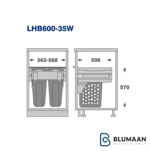 سبد البسه چرک 2 مخزنه ریلی آرام‌بند 9152 - ملونی - نمای دوم