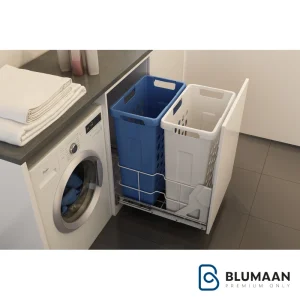 سبد البسه چرک 2 مخزنه ریل از کف آرام‌بند 9155 - ملونی - نمای دوم