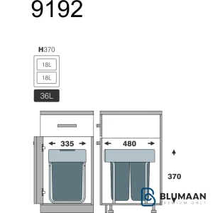 سطل 2 مخزنه زیر سینکی آرام‌بند 9192 - ملونی - نمای دوم