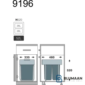 سطل 2 مخزنه زیر سینکی آرام‌بند 9196 - ملونی - نمای دوم