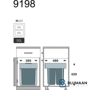 سطل 2 مخزنه زیر سینکی آرام‌بند 9198 - ملونی - نمای دوم