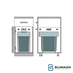 سطل تک مخزنه زیر سینک ریلی آرام‌بند 9204 - ملونی - نمای دوم