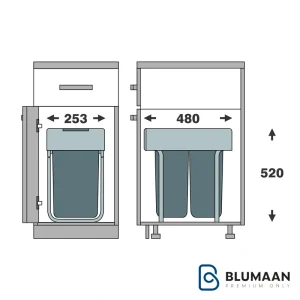 سطل 2 مخزنه ریلی آرام‌بند 9210 - ملونی - نمای دوم