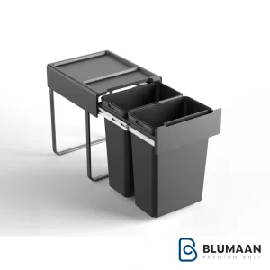 سطل 2 مخزنه ریلی آرام‌بند ملونی با طراحی مدرن و کاربردی برای آشپزخانه.