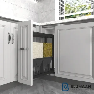 مخزن نگهداری برنج و حبوبات ریز ریلی ملونی با طراحی زیبا و کاربردی برای نگهداری مواد غذایی در آشپزخانه شما.