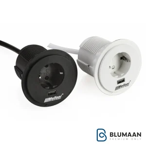 پریز توکار گرد ملونی سیمپل 10034 با طراحی زیبا و کاربردی، مناسب برای استفاده در آشپزخانه، میز کار و فضاهای مختلف.