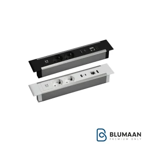 تصویر باکیفیت از پریز توکار 10094 ملونی با پورت‌های متنوع و طراحی شیک