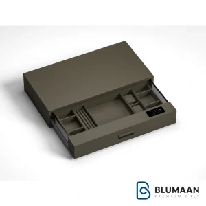 باکس امنیتی ریلی دیجیتال چرمی داخل کمد لباس یونی هوپر، محصولی با طراحی شیک و امنیت بالا برای حفاظت از وسایل باارزش.