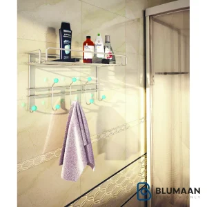 تصویری از پنل حمام 7311 پلاتین با طراحی کروم و دو طبقه، مناسب برای حمامهای مدرن.