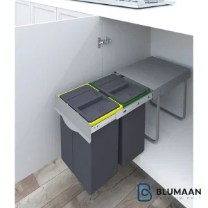 سطل زباله دو مخزن 3633 - پلاتین - نمای دوم