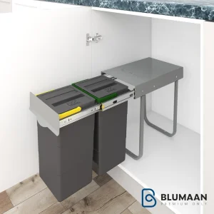 سطل زباله دو مخزن 3661 - پلاتین - نمای دوم