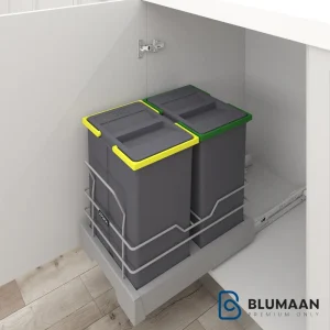 سطل زباله دو مخزن اکو 3634 - پلاتین - نمای دوم