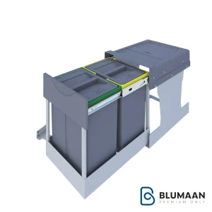سطل زباله دو مخزن لینک دار 3655 پلاتین با طراحی شیک و کاربردی برای منزل و محیط کار.