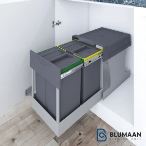 سطل زباله دو مخزن لینک دار 3655 - پلاتین - نمای دوم