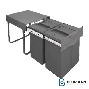 سطل زباله دو مخزنه پلاتین با طراحی زیبا و کارآمد برای تفکیک زباله در منزل و محیط کار.