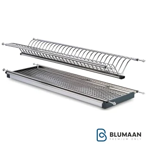 آبچکان دوطبقه سینی دار استیل پلاتین با طراحی شیک و مقاوم در برابر زنگ زدگی، مناسب برای آشپزخانه شما.