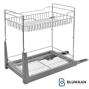 سبد ریل کف دو طبقه رادین 2 آدلان، محصولی باکیفیت برای نظم‌دهی کابینت‌ها و آشپزخانه شما.