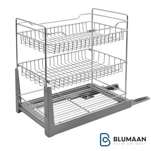 سبد ریل کف سه طبقه رادین آدلان با طراحی زیبا و کاربردی برای نظم بخشیدن به کابینت های آشپزخانه.