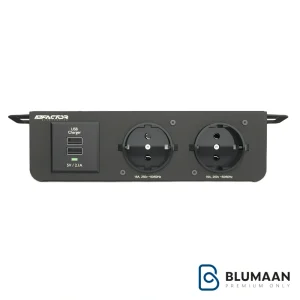 پریز برق روکار UPO2 فکتور با بدنه فلزی و 3 سوکت