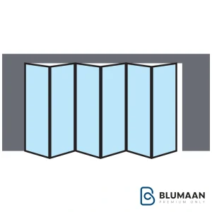 نمای نزدیک از مکانیزم آکاردئونی شش درب پروفیل آلومینیومی فانتونی با طراحی مدرن و کیفیت بالا.